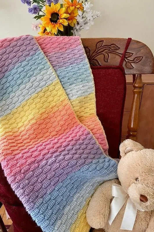Rainbow Waves Baby Blanket (Crochet)